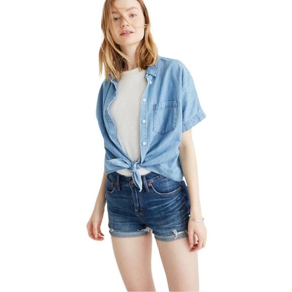Madewell High-Rise Denim Shorts in Glenoaks Wash: Cutoff Edition Stretch Size 30 - Picture 1 of 14
